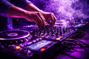 Professional DJ mixer controls in action - I.G.B. Entertainment